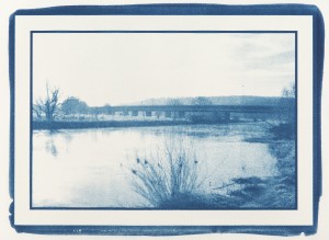 Sommerakademie - Cyanotypie - Ruhrwiese mit Brücke in Essen - klein